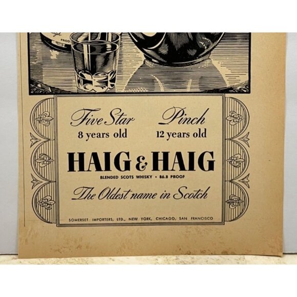 Haig & Haig Scotch Vtg Print Ad 40s Oldest Name in Scotch Alcohol Advertising - Picture 5 of 6